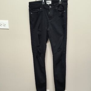 PAIGE VERDUGO ULTRA SKINNY Black Ripped Denim Pants